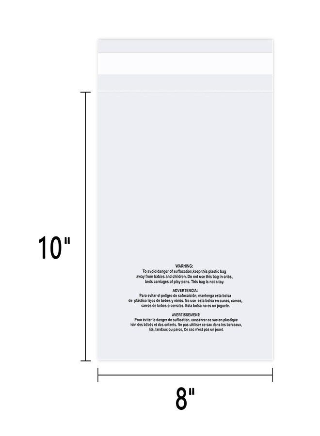 iMailer - 200 Count - 8" x 10" Clear Plastic Poly Bags with Suffocation Warning for Clothing, T-Shirt, Brochure, Prints, Handicraft Gift- Resealable Adhesive,Not Strong - Image 2